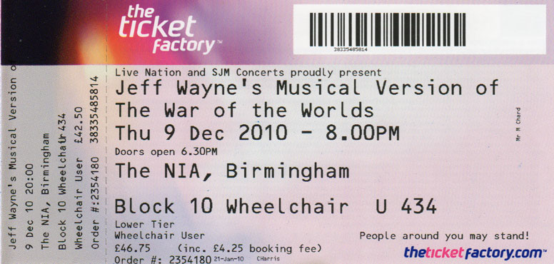 THE WAR OF THE WORLDS Ticket